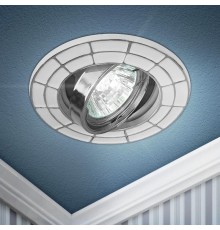 Светильник точечный встраиваемый ST7A CH/WH штампованный поворотный MR16,12V/220V, 50W белый/хром  Б0036491  ЭРА