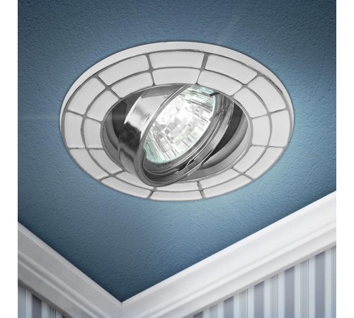 Светильник точечный встраиваемый ST7A CH/WH штампованный поворотный MR16,12V/220V, 50W белый/хром  Б0036491  ЭРА