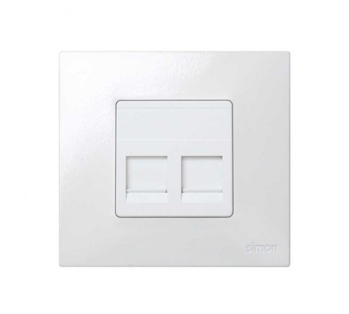 Simon 27 Адаптер со шторками на 2 коннектора AMP (UTP, FTP, RJ12), широкий модуль, S27, белый  27486-35  Simon