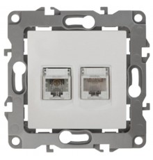 Розетка информационная+телефонная 12-3109-01RJ45+RJ11,  белый  Б0018248  ЭРА