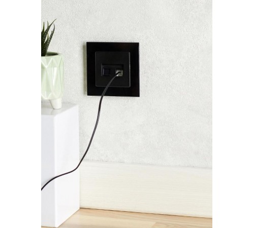 BRITE Розетка двойная RJ11+RJ45 кат.5E РК/Т12-БрЧ черный  BR-KT20-O-1-K02  IEK