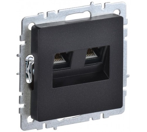 BRITE Розетка двойная RJ11+RJ45 кат.5E РК/Т12-БрЧ черный  BR-KT20-O-1-K02  IEK