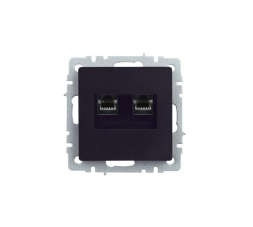 BRITE Розетка двойная RJ11+RJ45 кат.5E РК/Т12-БрЧ черный  BR-KT20-O-1-K02  IEK