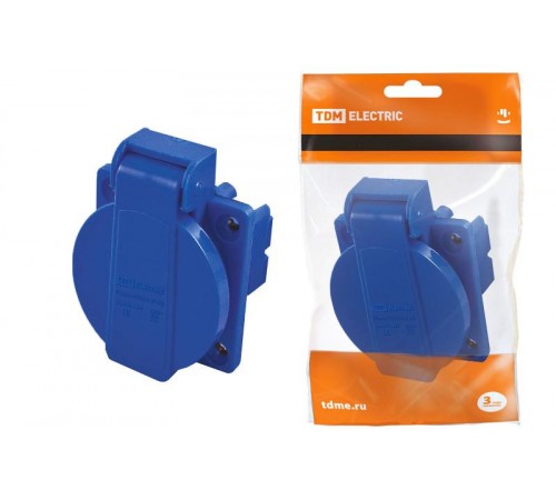 Розетка панельная РП10-3 скрытая с крышкой IP44 16А 2Р+РЕ 220В   SQ0606-0001  TDM