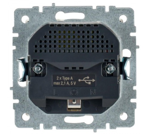 BRITE Розетка с заземлением со шторками 16А с USB A+A 2,1А РЮш10-1-БрБ белый  BR-R14-16-U21-D21-K01  IEK