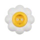 Розетка одноместная HAPPY Ромашка скрытой установки, с заземлением и защитными шторками, желтая/белая  KR-78-0622  Kranz