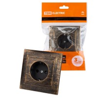 Розетка 2П+З 16А 250В с защ. шт. старинная бронза "Лама"  SQ1815-0752  TDM