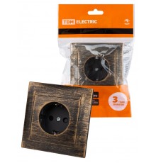 Розетка 2П+З 16А 250В с защ. шт. старинная бронза "Лама"  SQ1815-0752  TDM