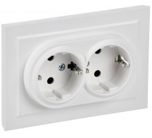 BRITE Розетка 2-местная с заземлением с защитными шторками 16А в сборе РСш12-3-БрАБ арктический белый   BR-R24-16-K91-F  IEK