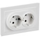 BRITE Розетка 2-местная с заземлением с защитными шторками 16А в сборе РСш12-3-БрАБ арктический белый   BR-R24-16-K91-F  IEK