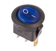 Выключатель клавишный круглый 250V 6А (3с) ON-OFF синий с подсветкой  36-2571  REXANT