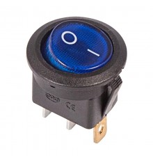 Выключатель клавишный круглый 250V 6А (3с) ON-OFF синий с подсветкой  36-2571  REXANT