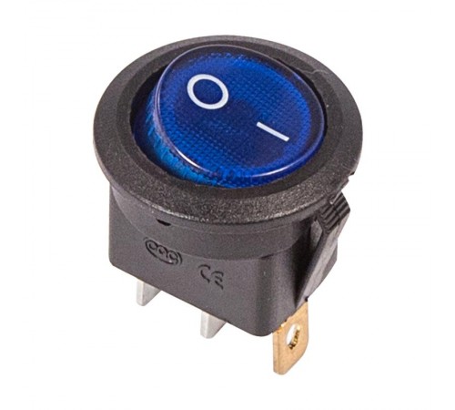 Выключатель клавишный круглый 250V 6А (3с) ON-OFF синий с подсветкой  36-2571  REXANT