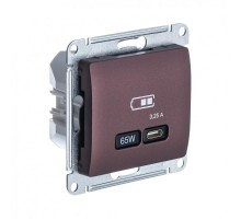 Glossa Баклажановый USB Розетка тип-C 65W высокоскор.заряд. QC PD  GSL001127  SE
