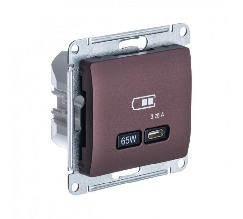 Glossa Баклажановый USB Розетка тип-C 65W высокоскор.заряд. QC PD  GSL001127  SE