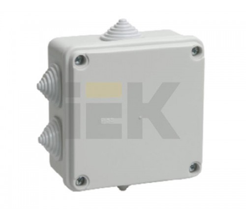 Коробка распределительная КМ41234 для о/п 100х100х50 мм IP55 (RAL7035, 6 гермовводов)  UKO11-100-100-050-K41-55  IEK