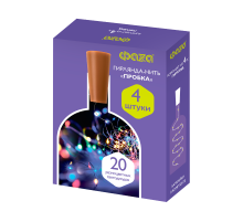 Комплект гирлянд декоративных, питание от ЭП  DC-G04-20MS4, комплект 4 шт., Пробки, мульт., 20 LED, 3xAG13, IP20  .5047938  ФАZА