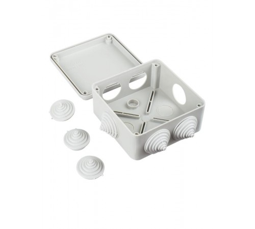 Коробка распределительная КМ41234 для о/п 100х100х50 мм IP55 (RAL7035, 6 гермовводов)  UKO11-100-100-050-K41-55  IEK