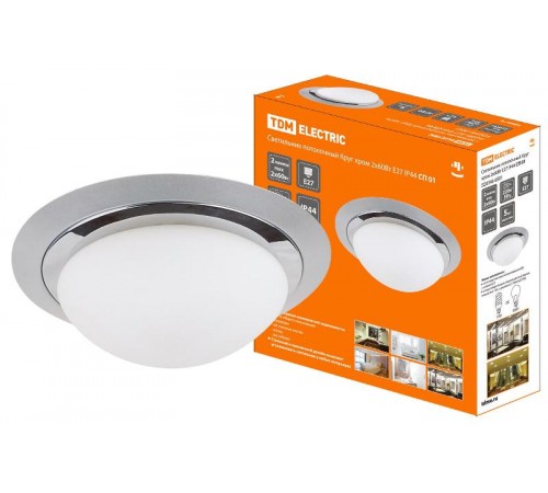 Светильник под лампу НПО СП 01 2х60Вт ЛН E27 IP44 круг хром  SQ0346-0001  TDM