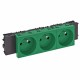Розетка тройная 0° Modul45connect франц. стандарт, 250 В, 16A (зеленый) (STD-F0C MZGN3)  6120576  OBO Bettermann