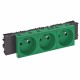 Розетка тройная 0° Modul45connect франц. стандарт, 250 В, 16A (зеленый) (STD-F0C MZGN3)  6120576  OBO Bettermann