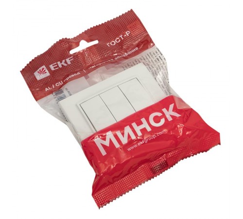 Минск Выключатель 3-клавишный СП,10А, белый EKF Basic  ERV10-024-10  EKF