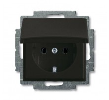 ABB Basic 55 Шато (чёрный) Розетка с/з 16А 250В, IP44, в сборе  2018-0-1502   2CKA002018A1502  ABB