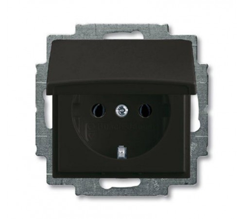 ABB Basic 55 Шато (чёрный) Розетка с/з 16А 250В, IP44, в сборе  2018-0-1502   2CKA002018A1502  ABB