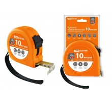 Рулетка, длина 10 м, стальная лента, ширина 25 мм, прорезиненное покрытие, магнит, "Рубин"  SQ1018-0108  TDM