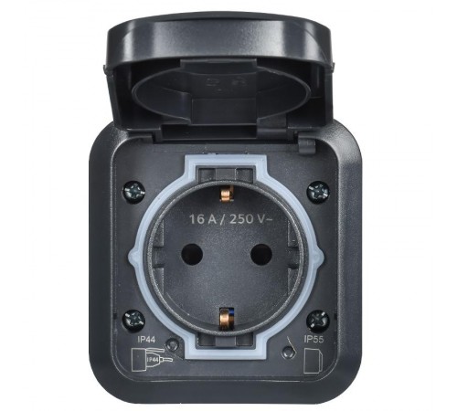 TORS Роз. 1-я с з/к кр с ик. самок 16А IP55 TS121 графит  TS-R110-16-55-K53  IEK