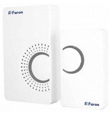 Звонок электрический дверной беспроводной E-373 звонок IP20 36 мелодий, 2*1,5V/ААА (база), белый, серый  23686  FERON