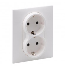 SUNO Силовая розетка двойная 2х2К+З 16А 250В. С защитными шторками. Безвинтовые зажимы Цвет "Белый"  721126  Legrand
