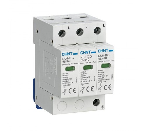 Ограничитель имп. перенапр. NU6-IIG 3Р In=15kA Uc=440B Im=40kA (R)  252542  CHINT