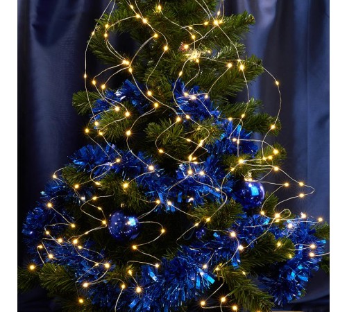 Гирлянда на елку, 200 диодов  теплый белый, CL53   10 веток* 20 лампочек, 2м + 1м шнур, IP20  32985  FERON