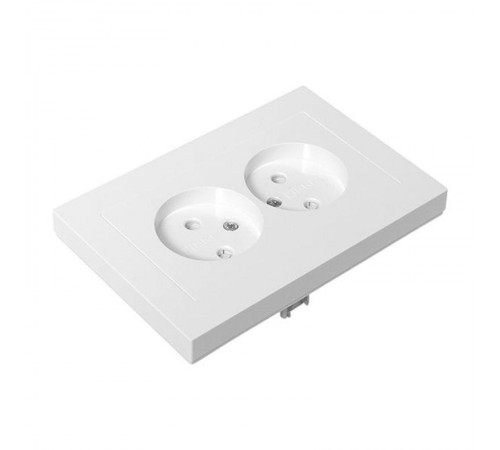 Механизм розетки двойной, 16А, без заземления, со шторками, с рамкой, белый Эпика EKF  UP1-SOW-201  EKF