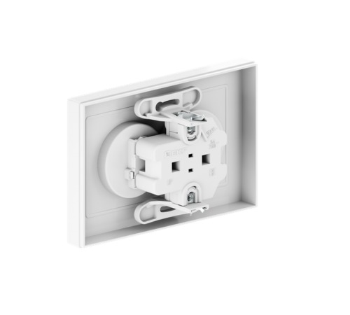Механизм розетки двойной, 16А, без заземления, со шторками, с рамкой, белый Эпика EKF  UP1-SOW-201  EKF