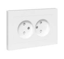 Механизм розетки двойной, 16А, без заземления, со шторками, с рамкой, белый Эпика EKF  UP1-SOW-201  EKF