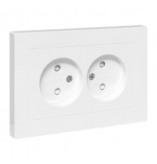 Механизм розетки двойной, 16А, без заземления, со шторками, с рамкой, белый Эпика EKF  UP1-SOW-201  EKF