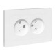 Механизм розетки двойной, 16А, без заземления, со шторками, с рамкой, белый Эпика EKF  UP1-SOW-201  EKF