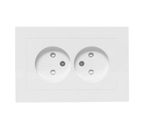 Механизм розетки двойной, 16А, без заземления, со шторками, с рамкой, белый Эпика EKF  UP1-SOW-201  EKF