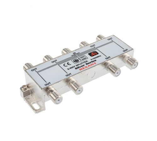 ДЕЛИТЕЛЬ  ТВ x 8 + 9шт. F   "BOX"  5-1000 МГц  "Silver"   05-6105  REXANT