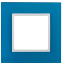 14-5101-28 Рамка на 1 пост, стекло, Эра Elegance, голубой+бел  Б0034482  ЭРА