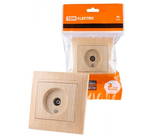 Розетка телевизионная простая (0-2400МГц, "мама") сосна "Лама"  SQ1815-0317  TDM