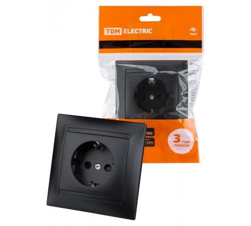 Розетка 2П 10А 250В с защ. шт. графит "Лама"  SQ1815-0610  TDM