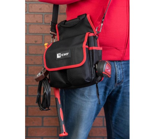 Сумка монтажника поясная с крышкой и ремнем С-14 EKF Professional  C-14  EKF