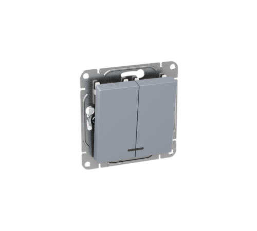 Механизм выключателя, двухклавишный, с подсветкой, алюминий Эпика EKF  UP1-SWA-24  EKF