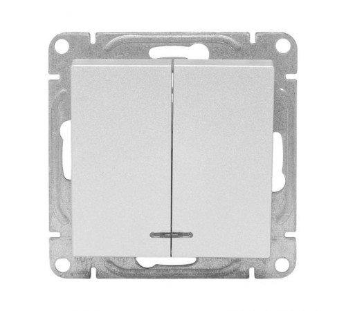 Механизм выключателя, двухклавишный, с подсветкой, алюминий Эпика EKF  UP1-SWA-24  EKF