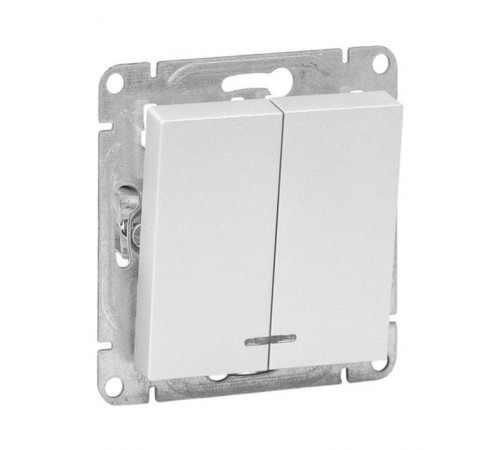 Механизм выключателя, двухклавишный, с подсветкой, алюминий Эпика EKF  UP1-SWA-24  EKF