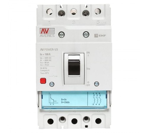 Выключатель автоматический AV POWER-1/3 100А 80kA TR AVERES  mccb-13-100H-TR-av  EKF