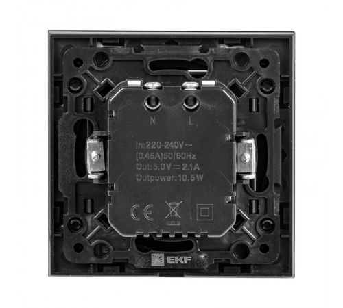 Стокгольм Механизм Розетки USB 2-местной 2,1А черный PROxima  EZR16-028-10-2USB  EKF